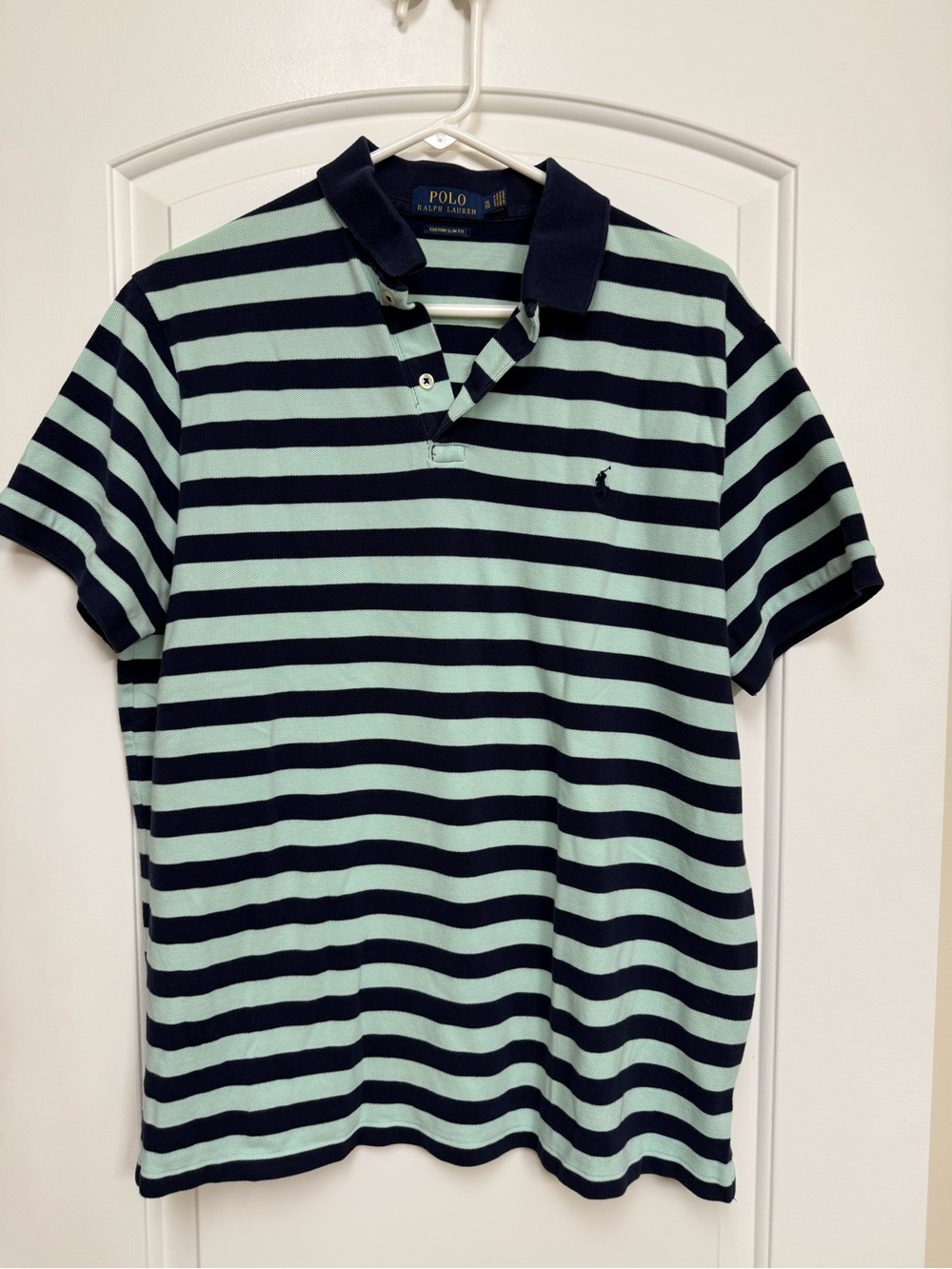 Polo by Ralph Lauren Navy & Mint Striped Short-Sleeve Polo